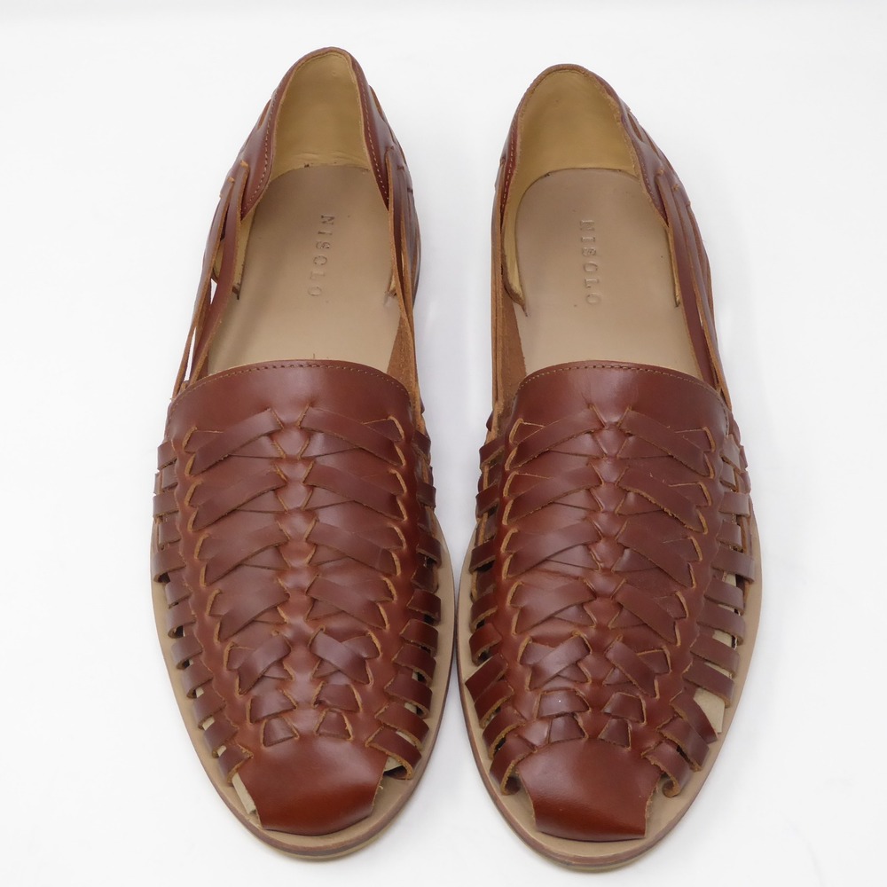 Nisolo Brown Woven Leather Huarache Sandals